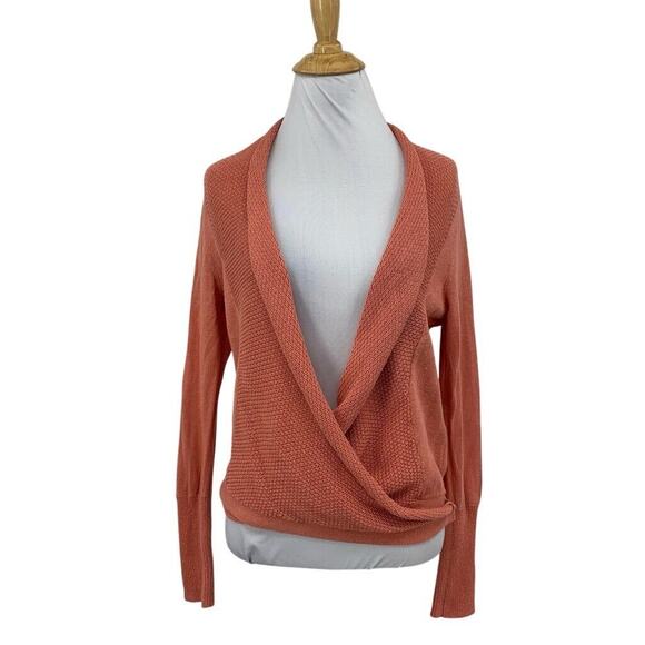 Moth Sweater Womens XS Extra Small Nectarine Linen Blend Wrap Anthropologie - Picture 1 of 13